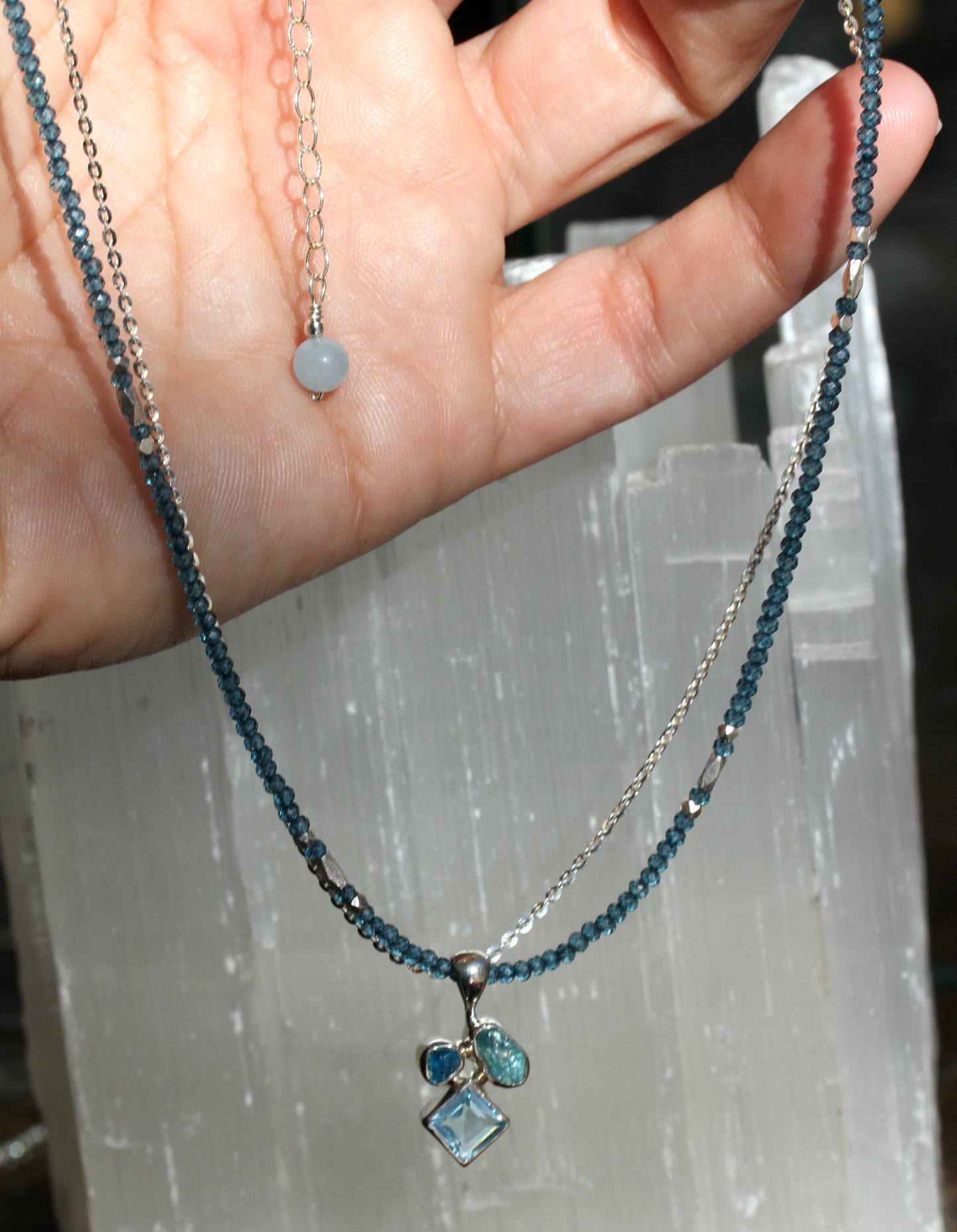 London Blue Topaz and Apatite Beaded Chain Necklace