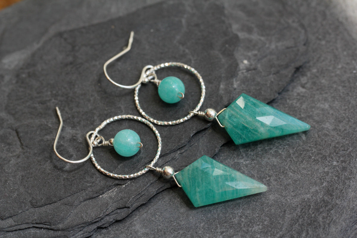 Amazonite Hoop Spike Earrings