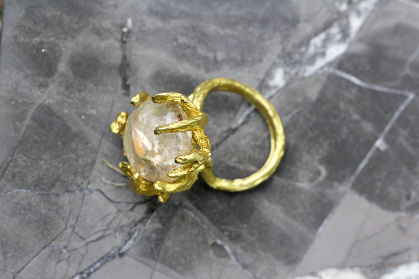 Lodolite Quartz Branch Ring