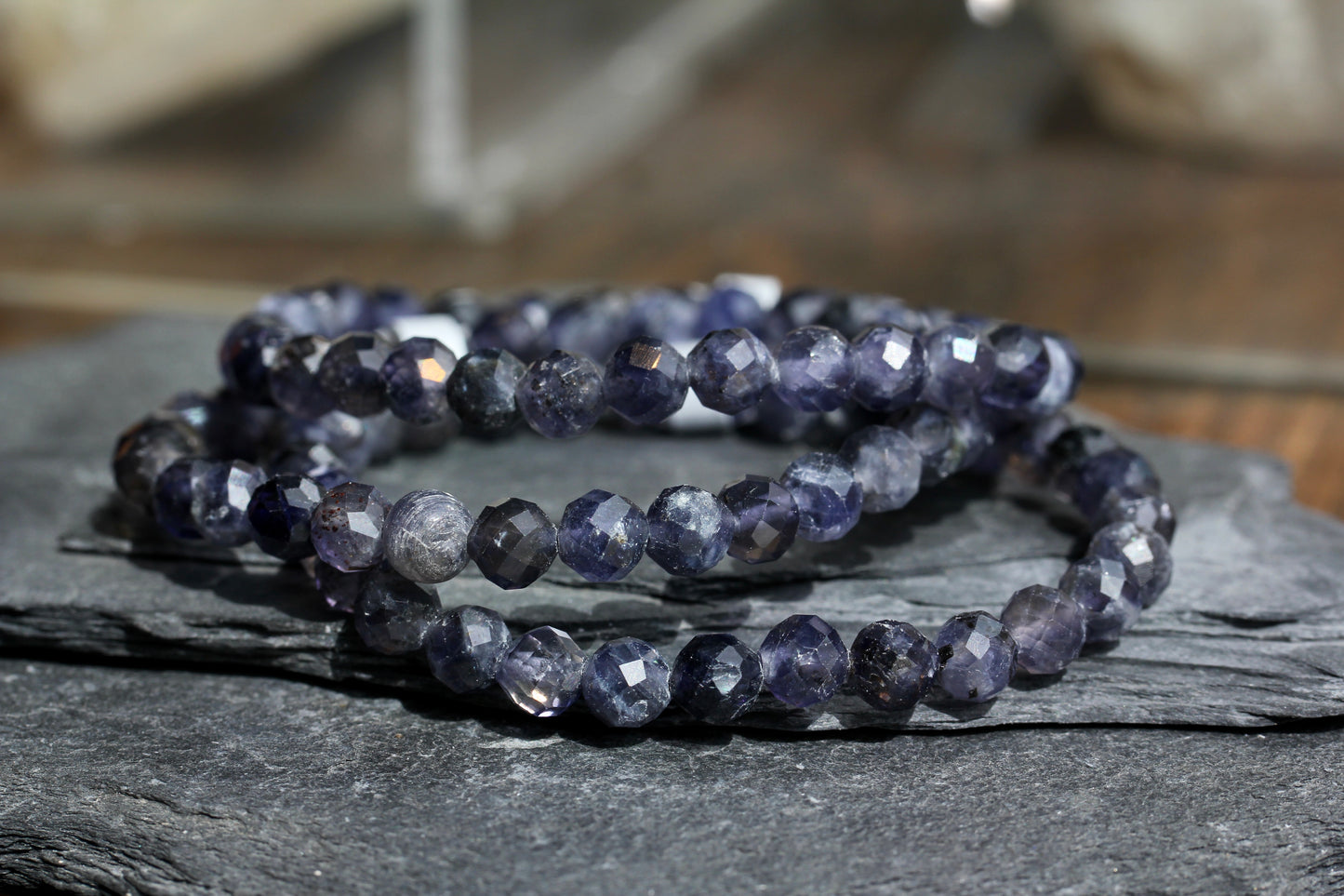 Iolite Bead Stretch Bracelets