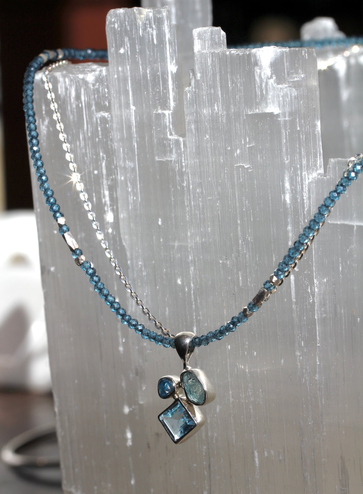 London Blue Topaz and Apatite Beaded Chain Necklace