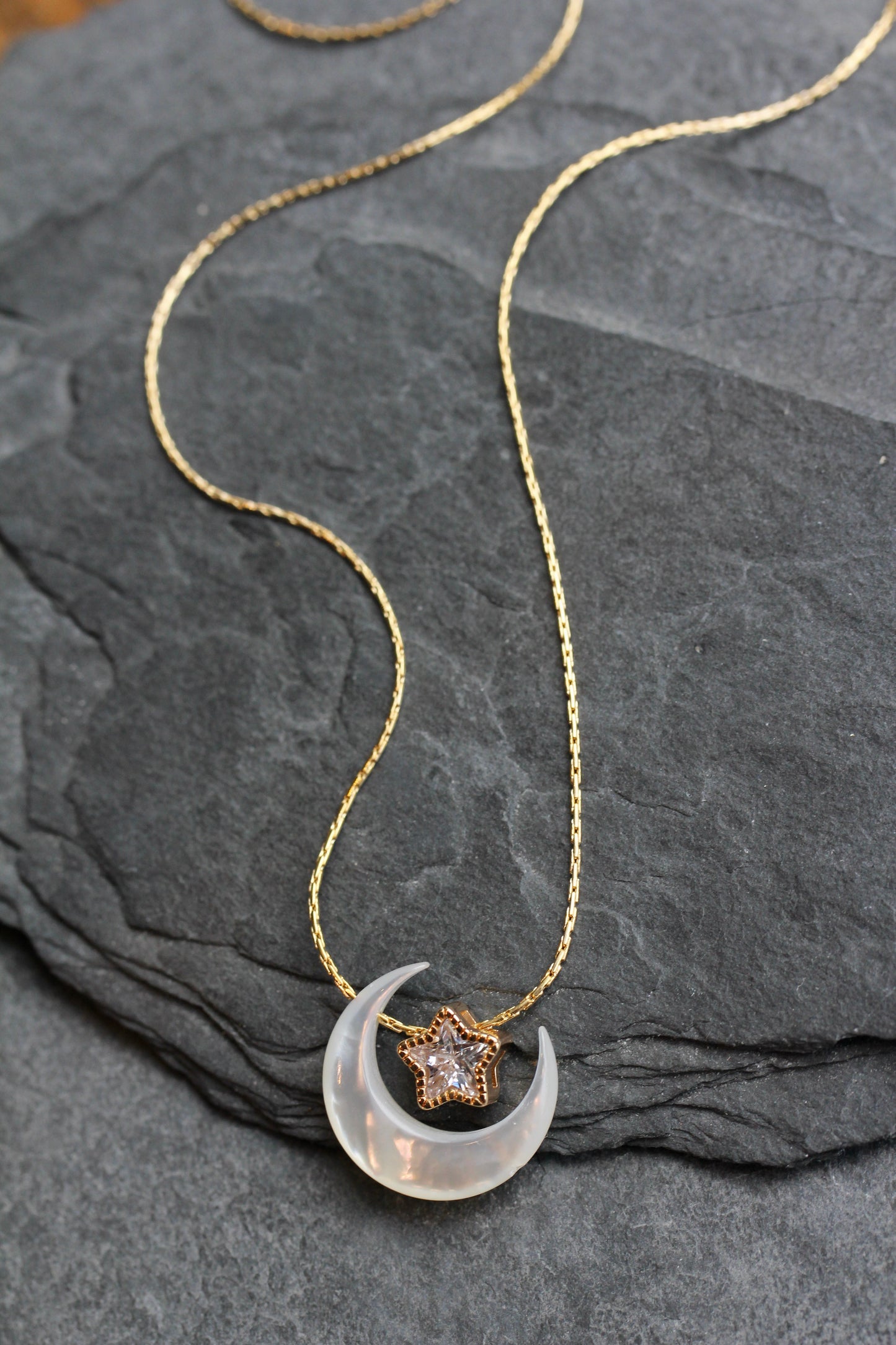 Mother of Pearl Moon Star Necklace