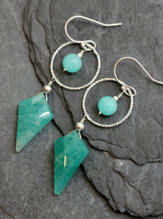 Amazonite Hoop Spike Earrings
