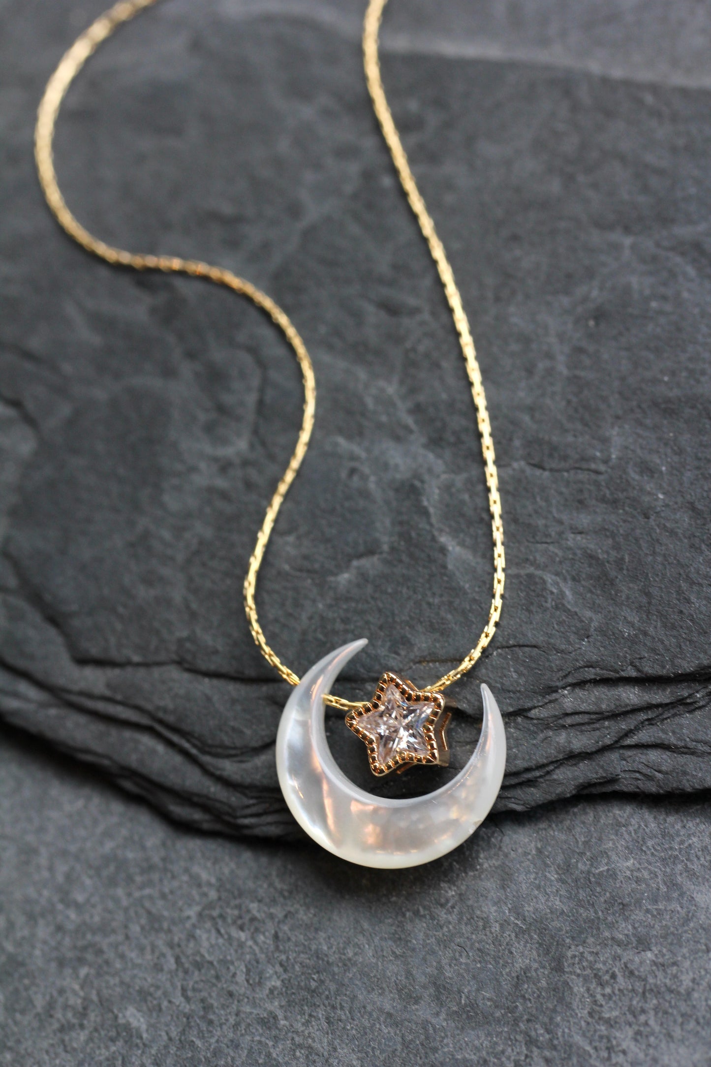 Mother of Pearl Moon Star Necklace