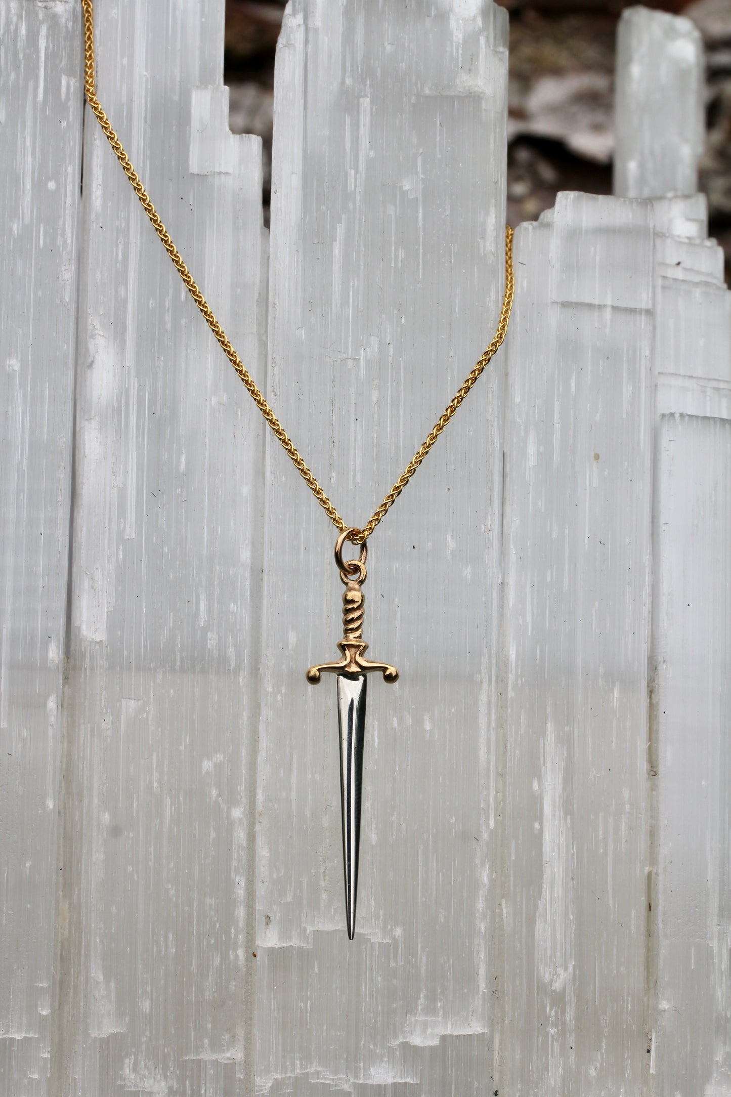 Silver and Gold Sword Necklace