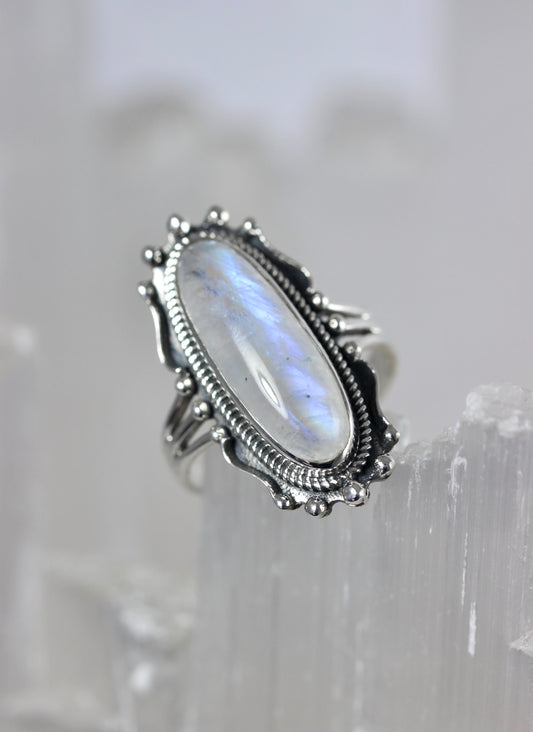 Rainbow Moonstone Statement Ring
