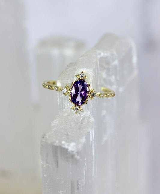 Purple CZ Gold Ring