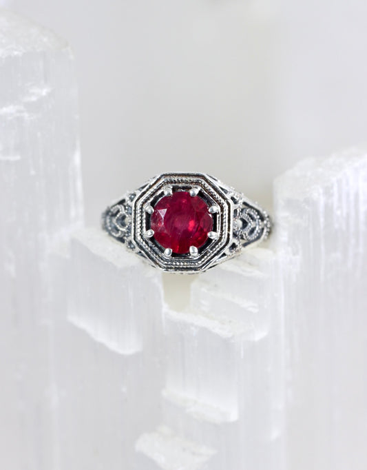 Ruby Filigree Ring