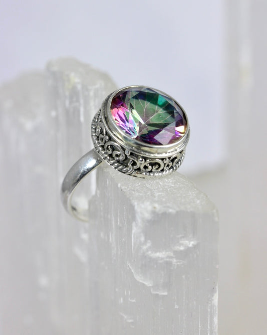 Mystic Quartz Filigree Ring