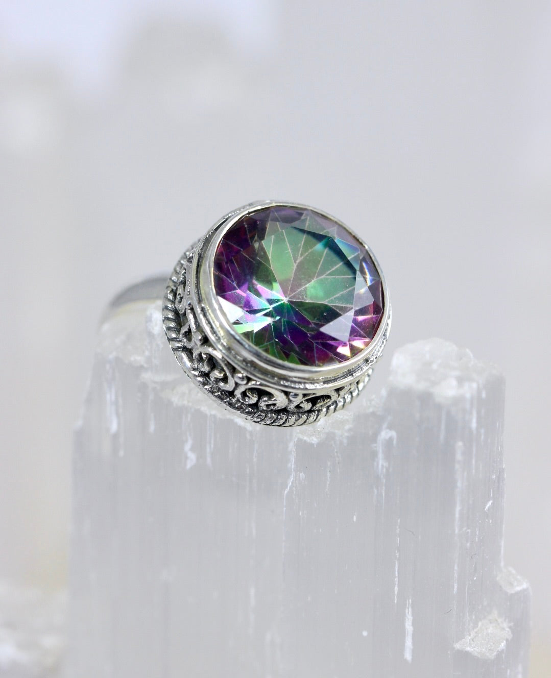 Mystic Quartz Filigree Ring