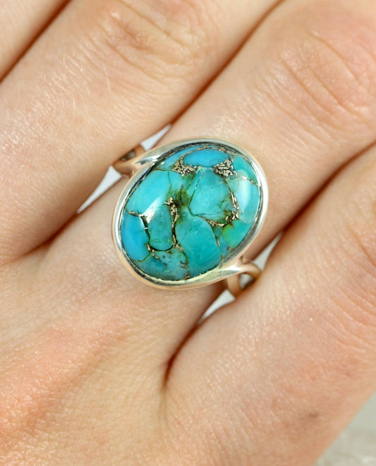 Copper Splash Turquoise Ring