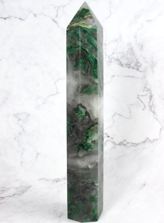 Moss Agate Obelisk
