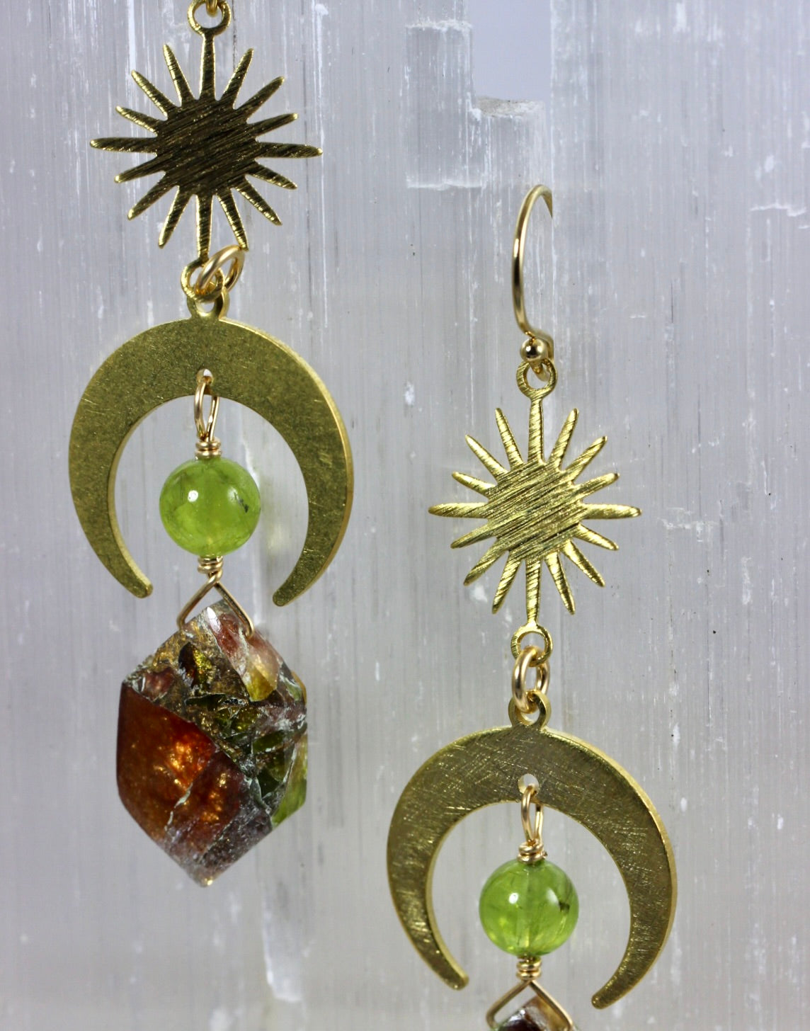 Tourmaline Copper Peridot Brass Earrings