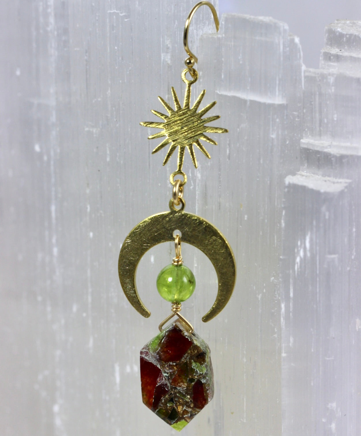 Tourmaline Copper Peridot Brass Earrings