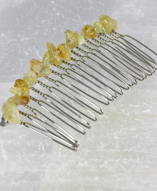 Silver Gemstone Hair Combs
