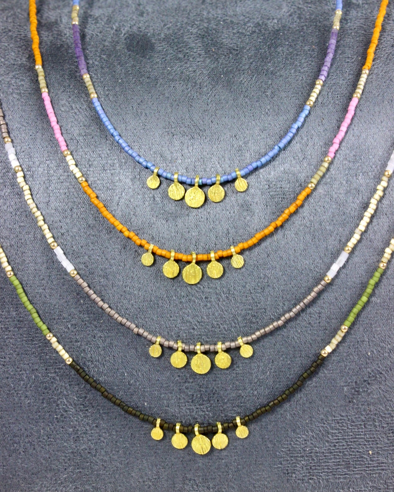 Multi Color Beaded Choker Necklaces