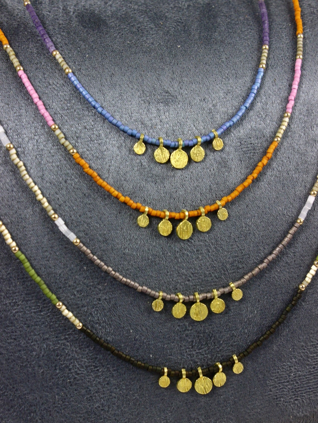 Multi Color Beaded Choker Necklaces