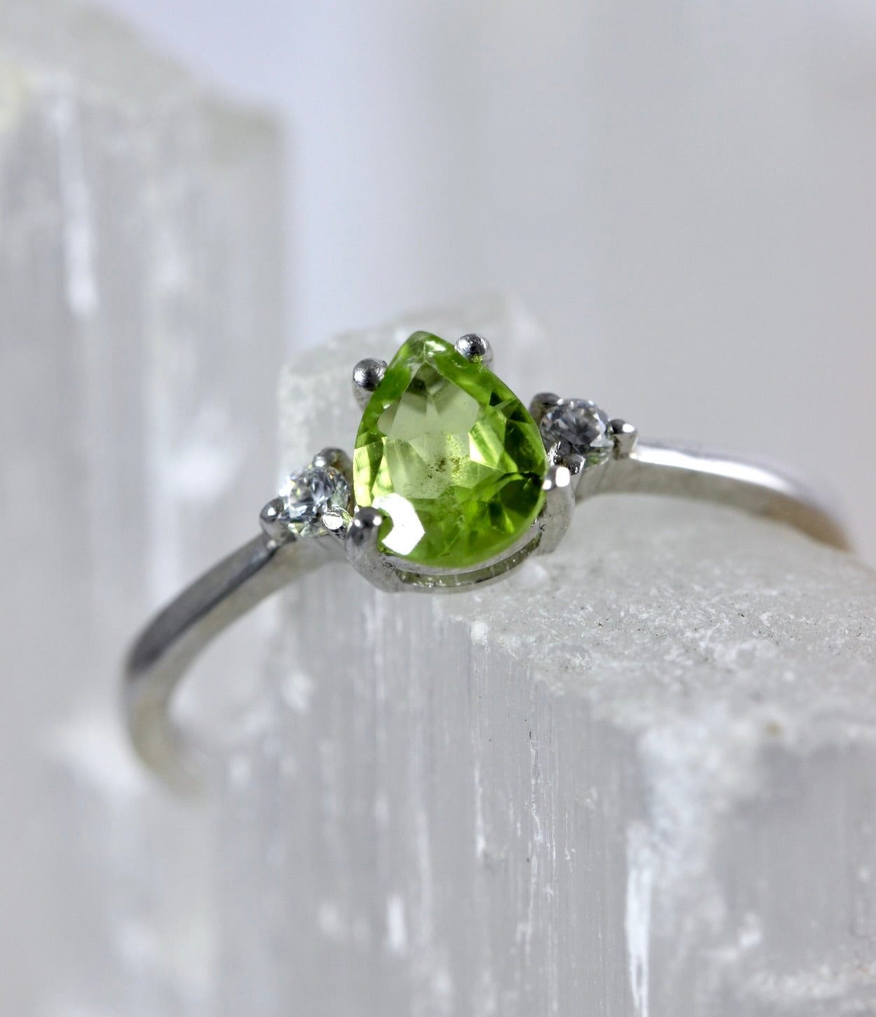 Peridot CZ Dainty Ring