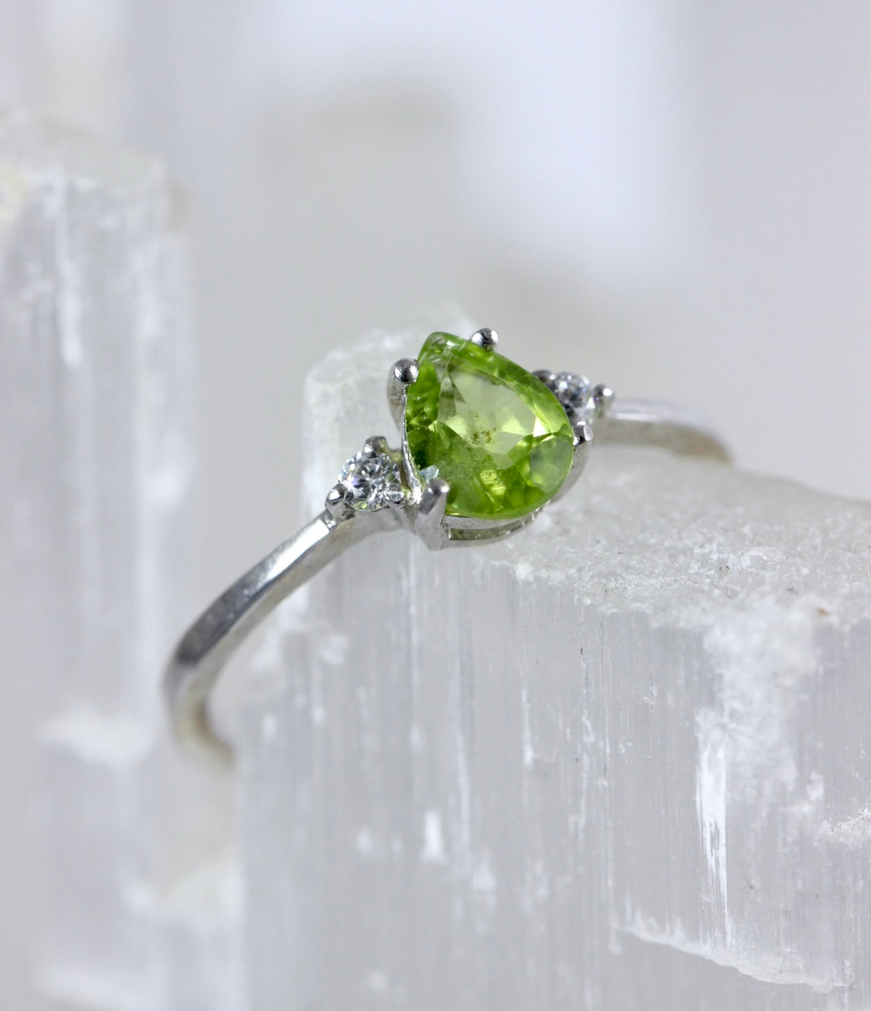 Peridot CZ Dainty Ring