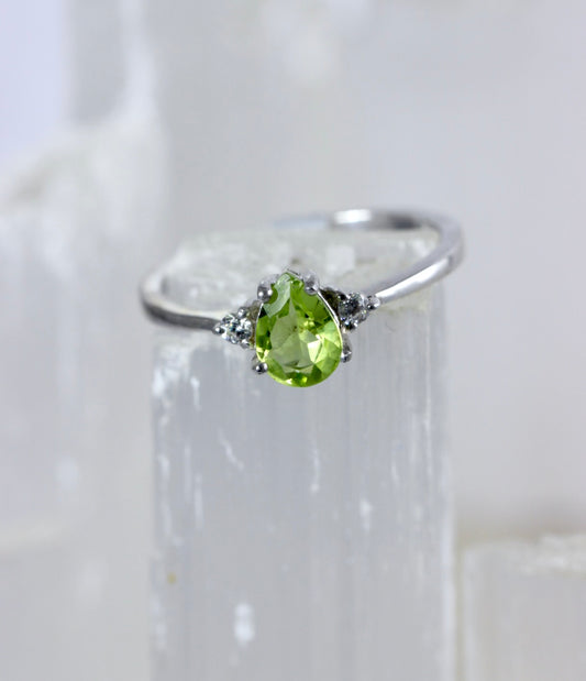Peridot CZ Dainty Ring