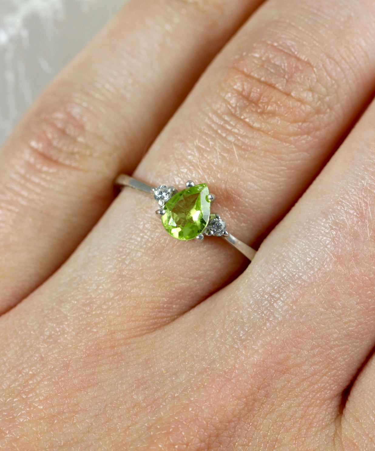 Peridot CZ Dainty Ring