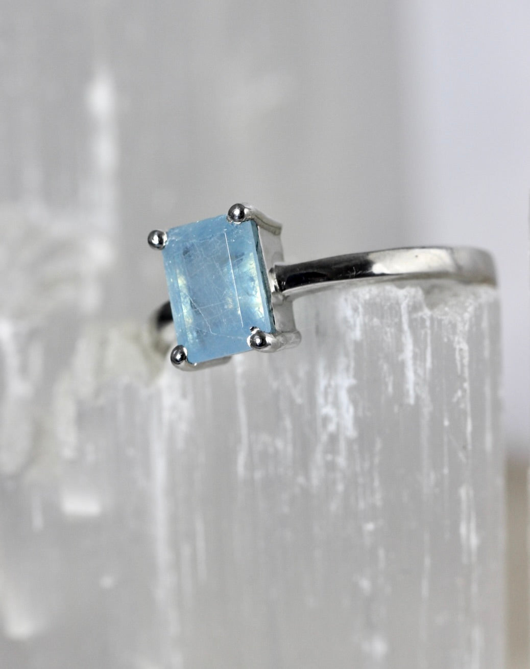 Aquamarine Emerald Cut Ring