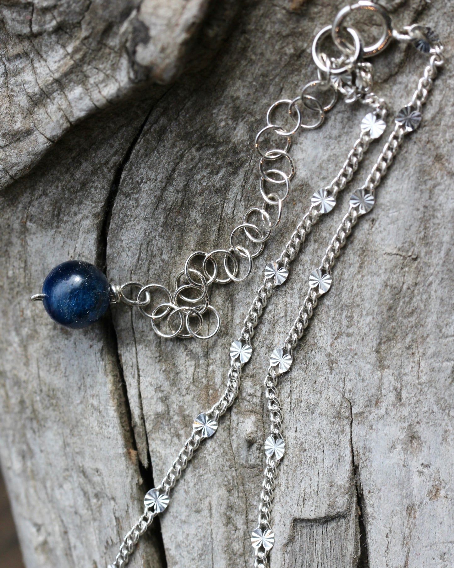 Labradorite Selenite Kyanite Moon Goddess Silver Necklace