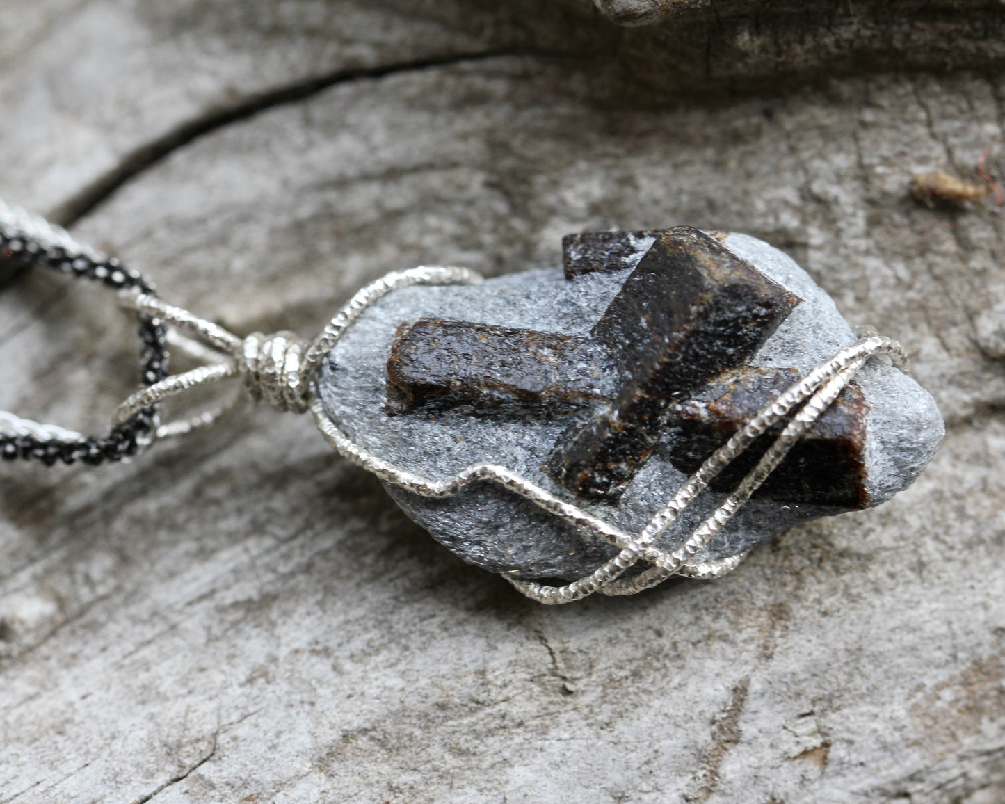 Staurolite Fairy Cross Pendant Necklace