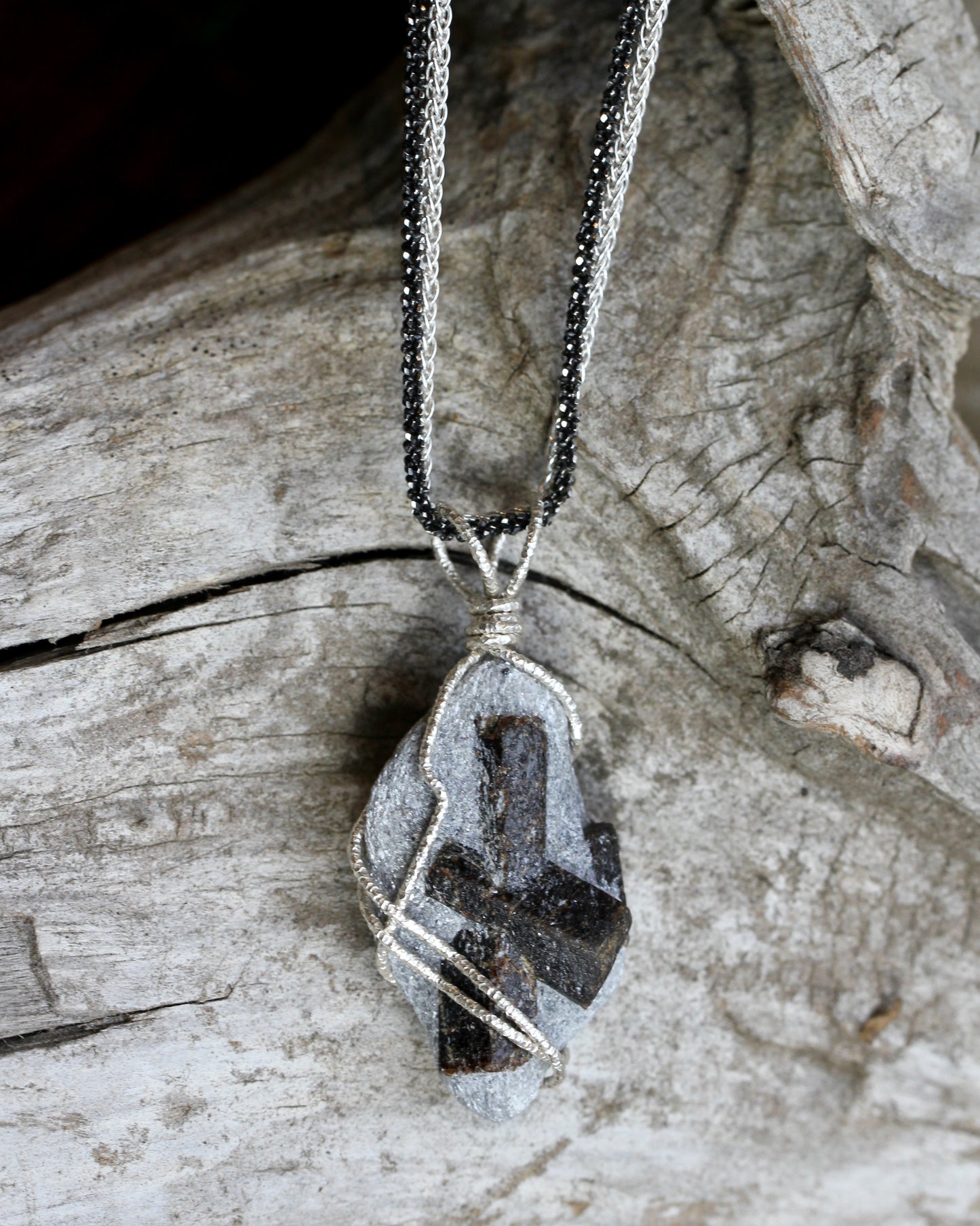 Staurolite Fairy Cross Pendant Necklace