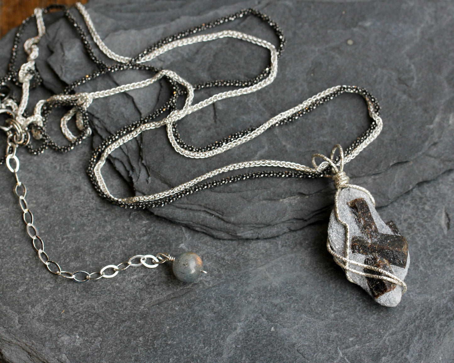 Staurolite Fairy Cross Pendant Necklace