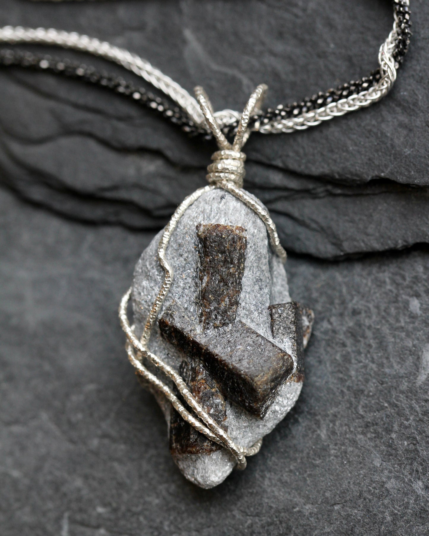Staurolite Fairy Cross Pendant Necklace