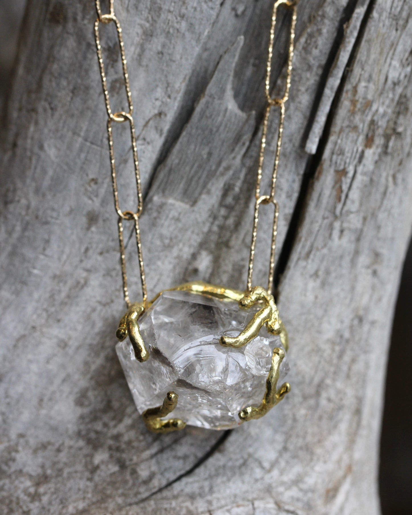 Herkimer Diamond Paperclip Chain Choker