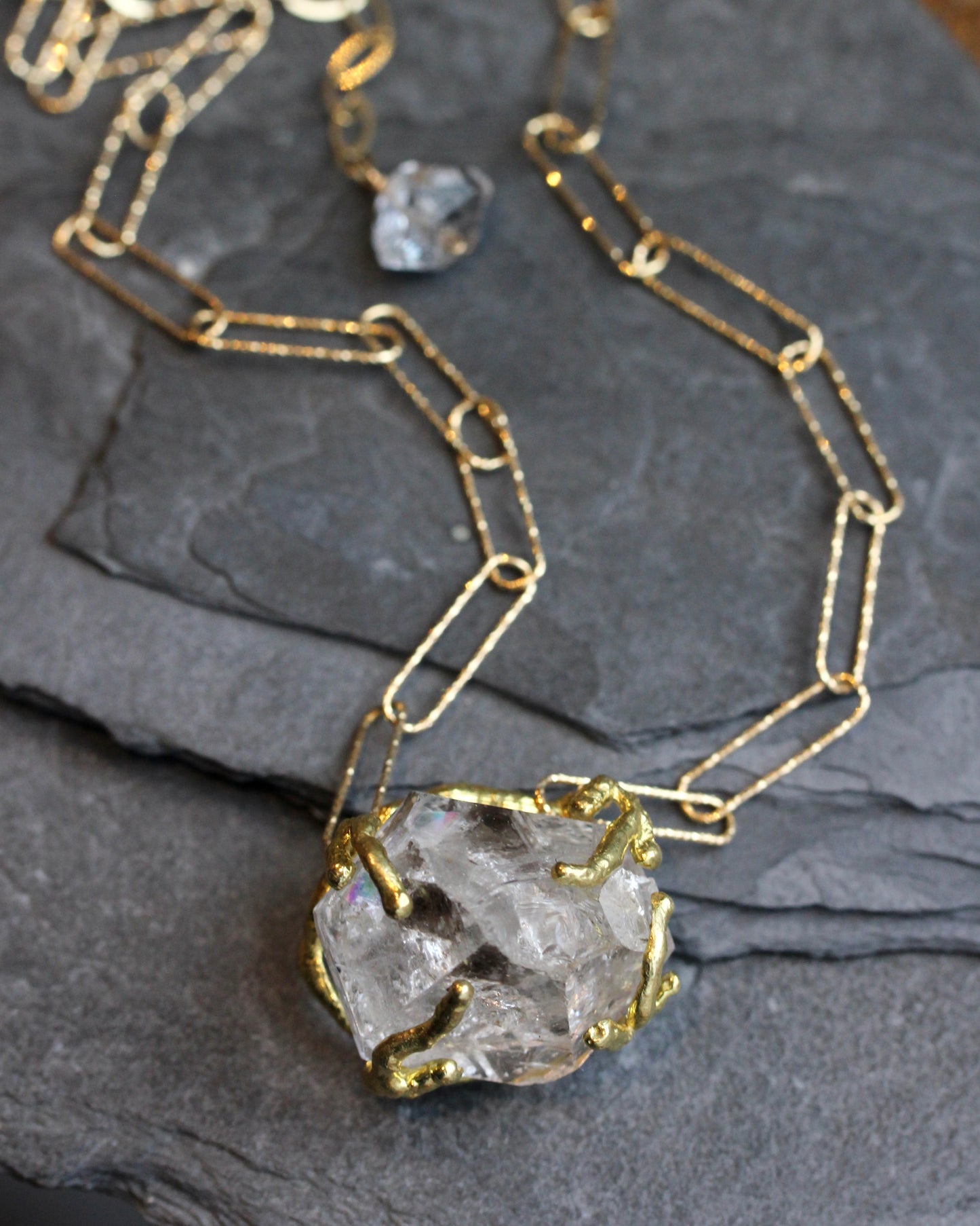 Herkimer Diamond Paperclip Chain Choker