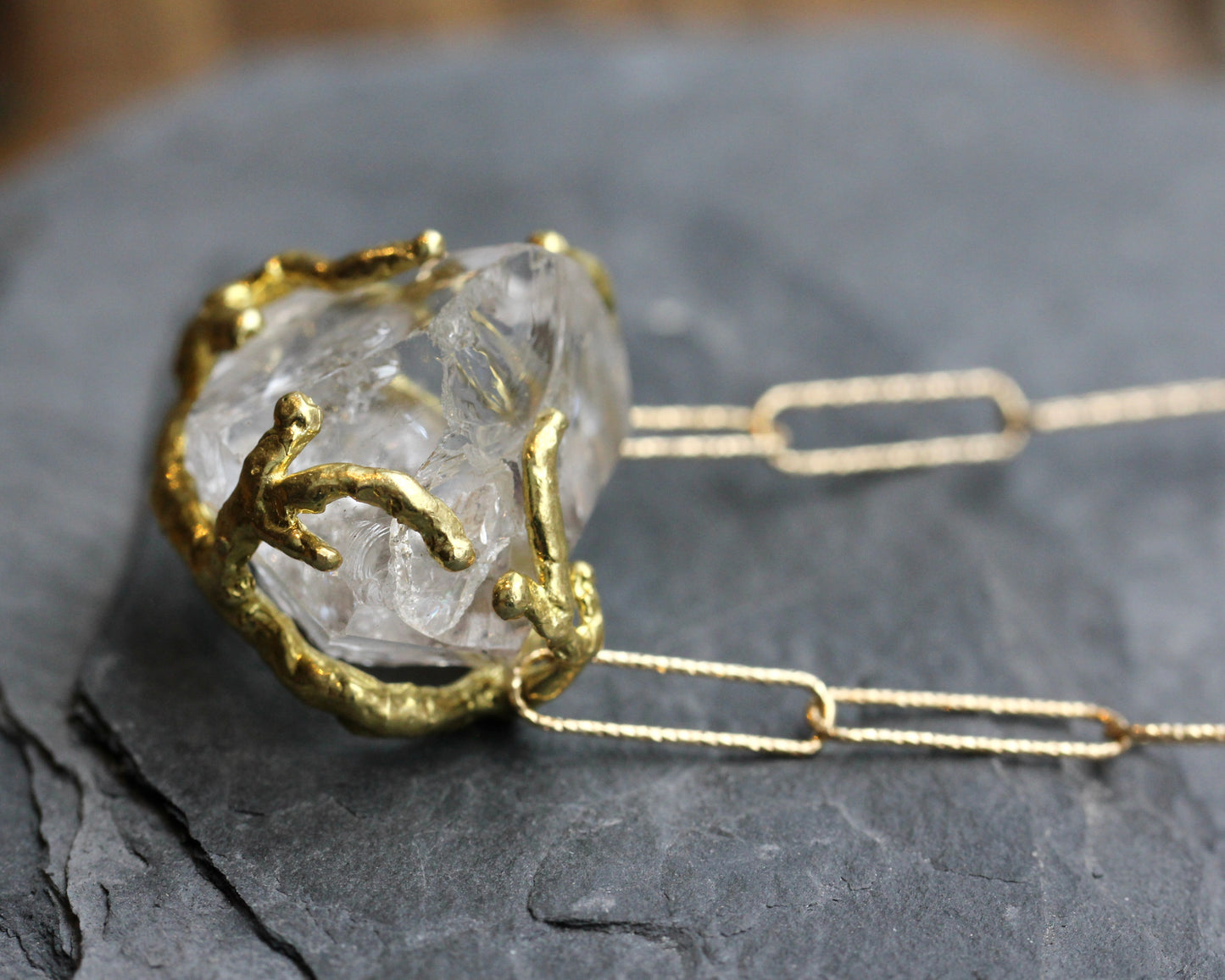 Herkimer Diamond Paperclip Chain Choker