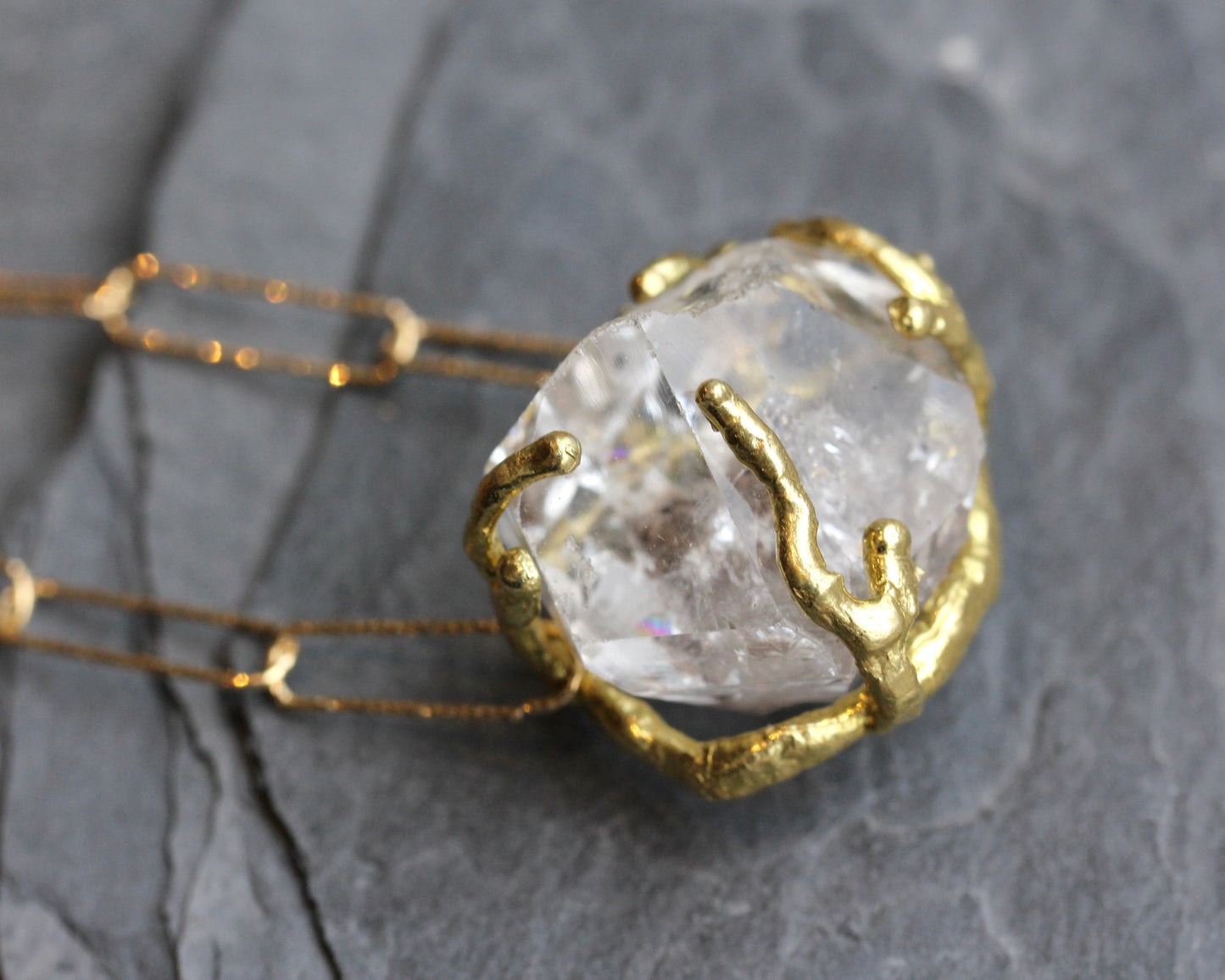 Herkimer Diamond Paperclip Chain Choker