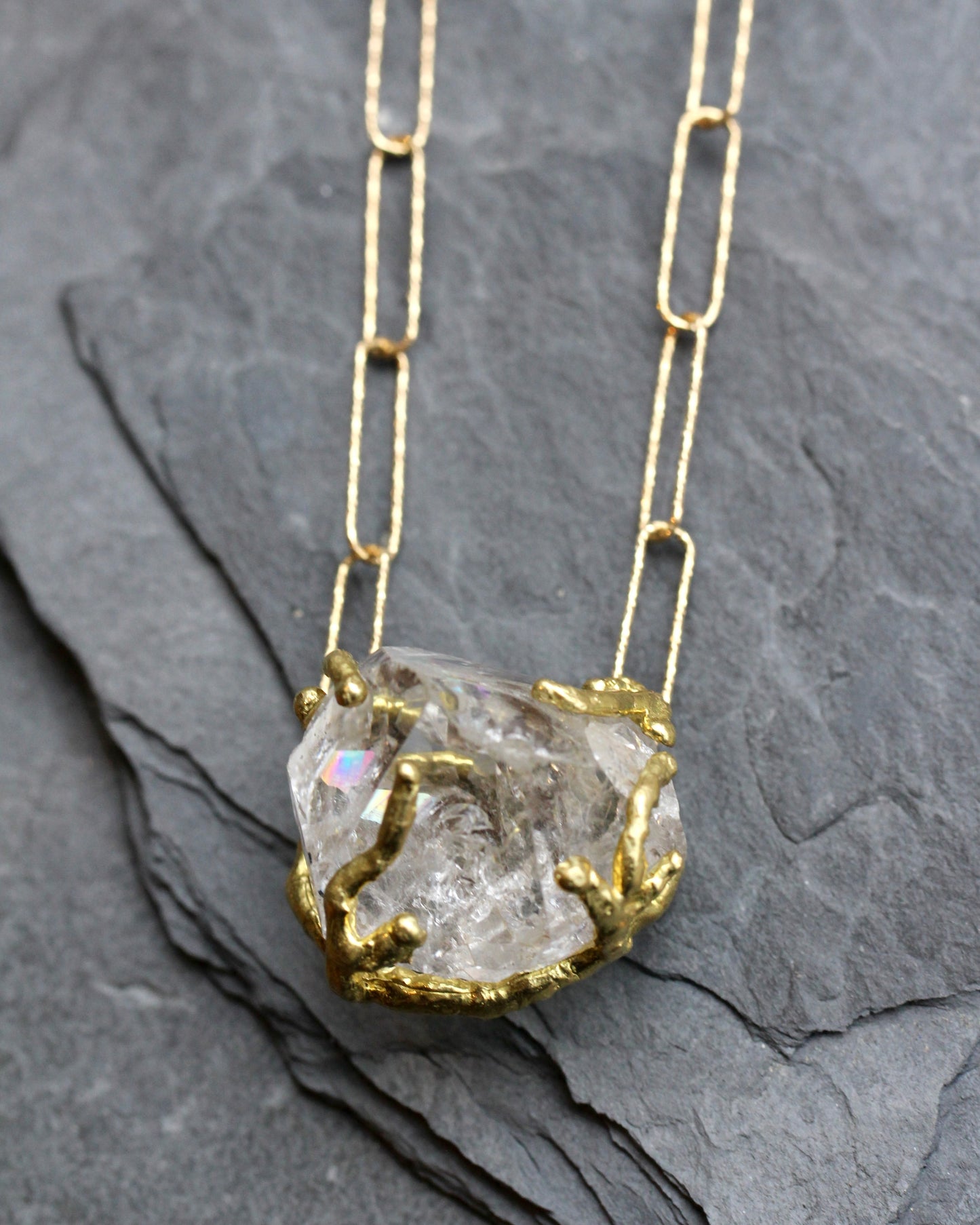 Herkimer Diamond Paperclip Chain Choker