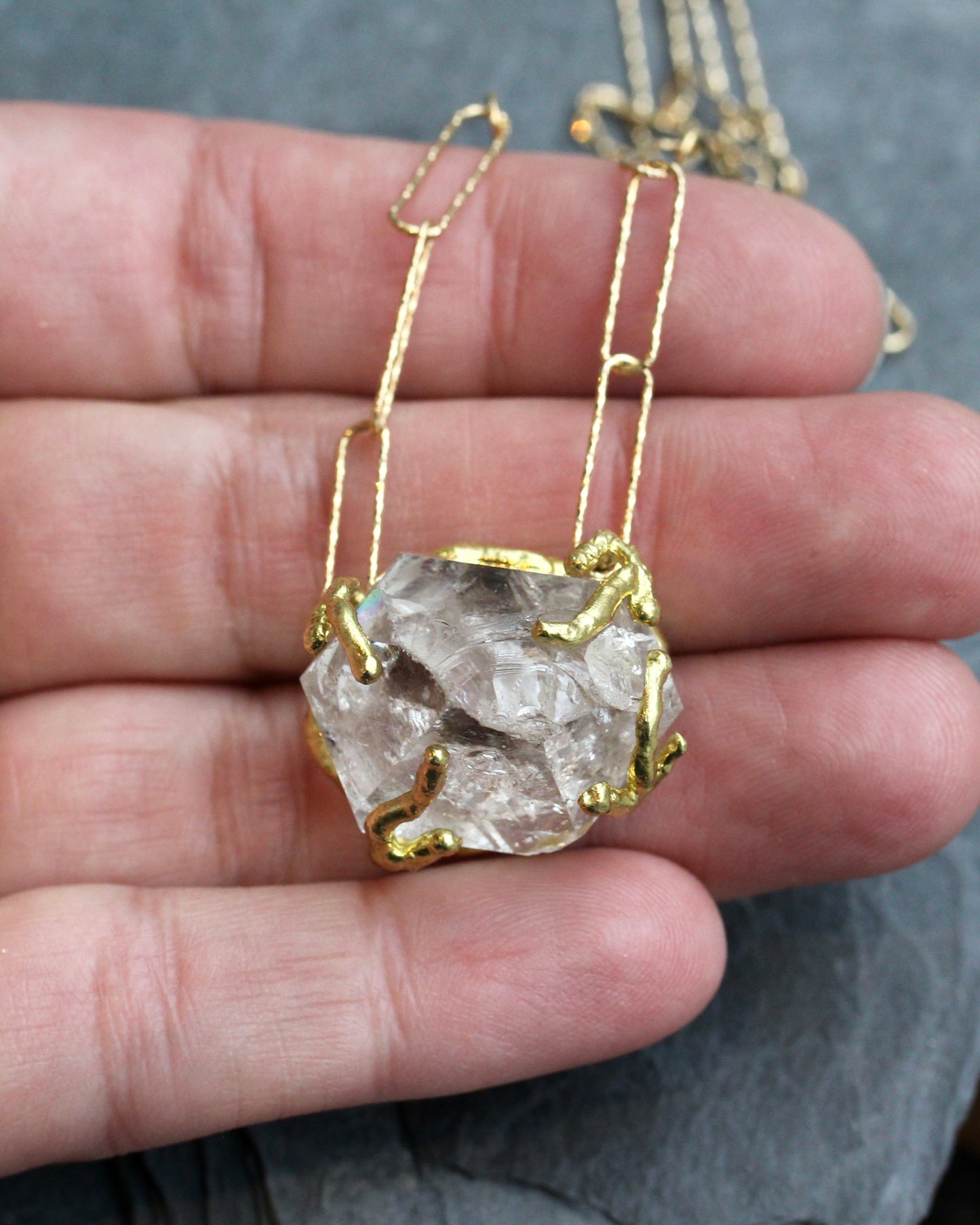 Herkimer Diamond Paperclip Chain Choker