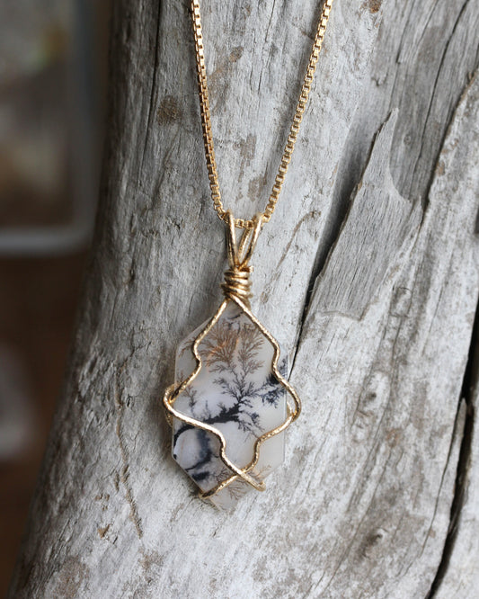 Dendritic Agate Tree Necklace