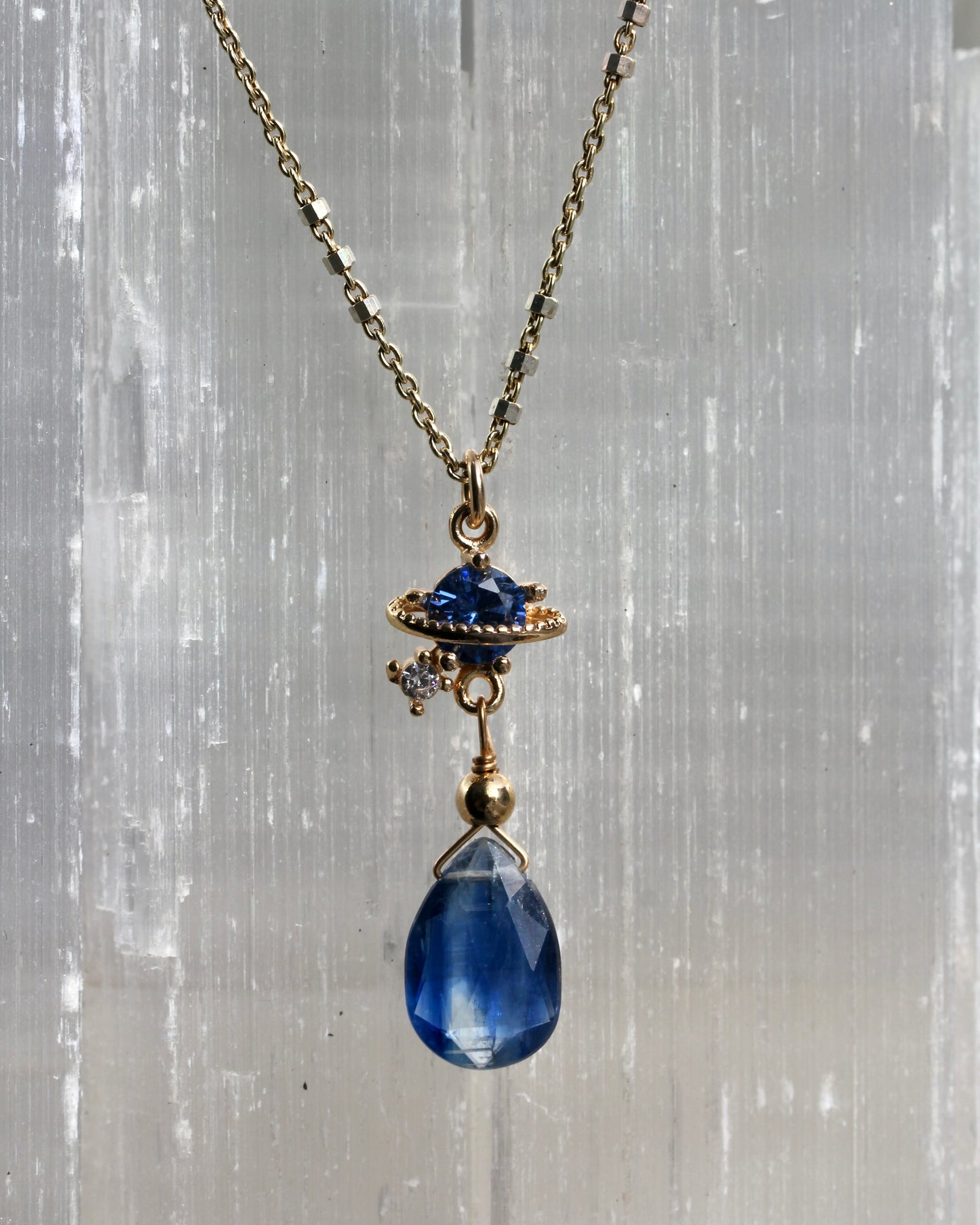 Kyanite Saturn Necklace