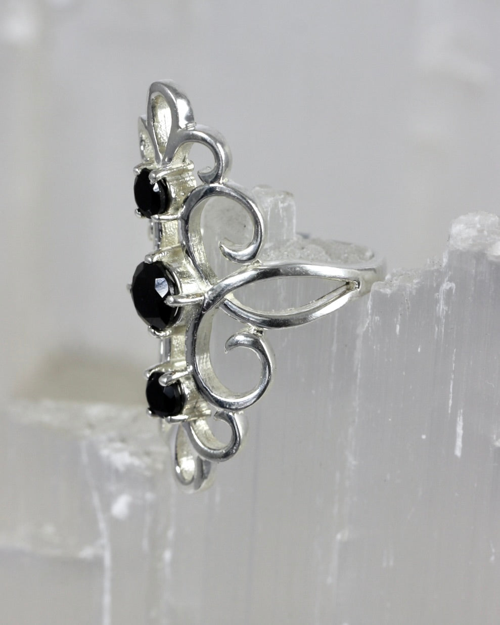 Black Tourmaline Filigree Ring