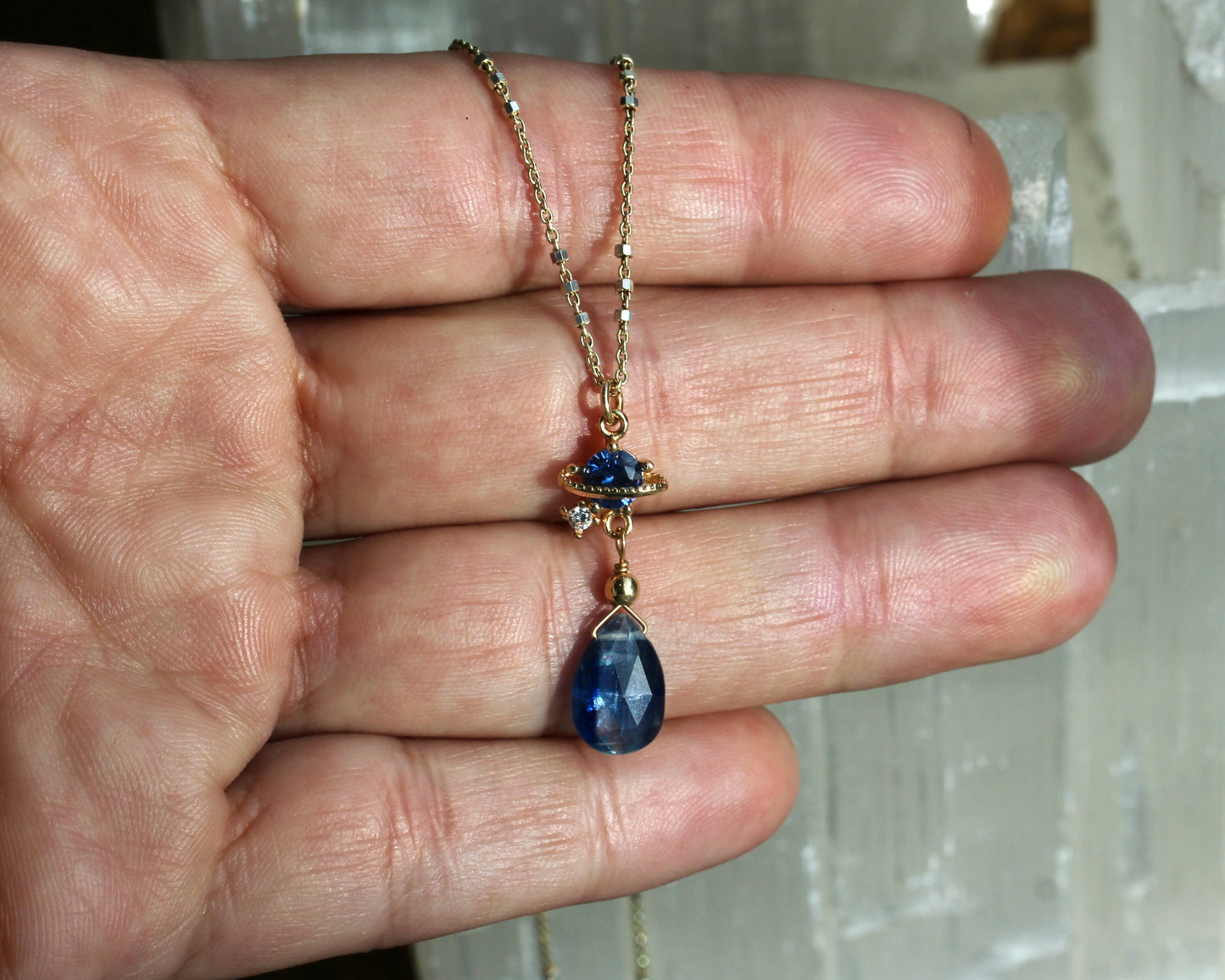 Kyanite Saturn Necklace