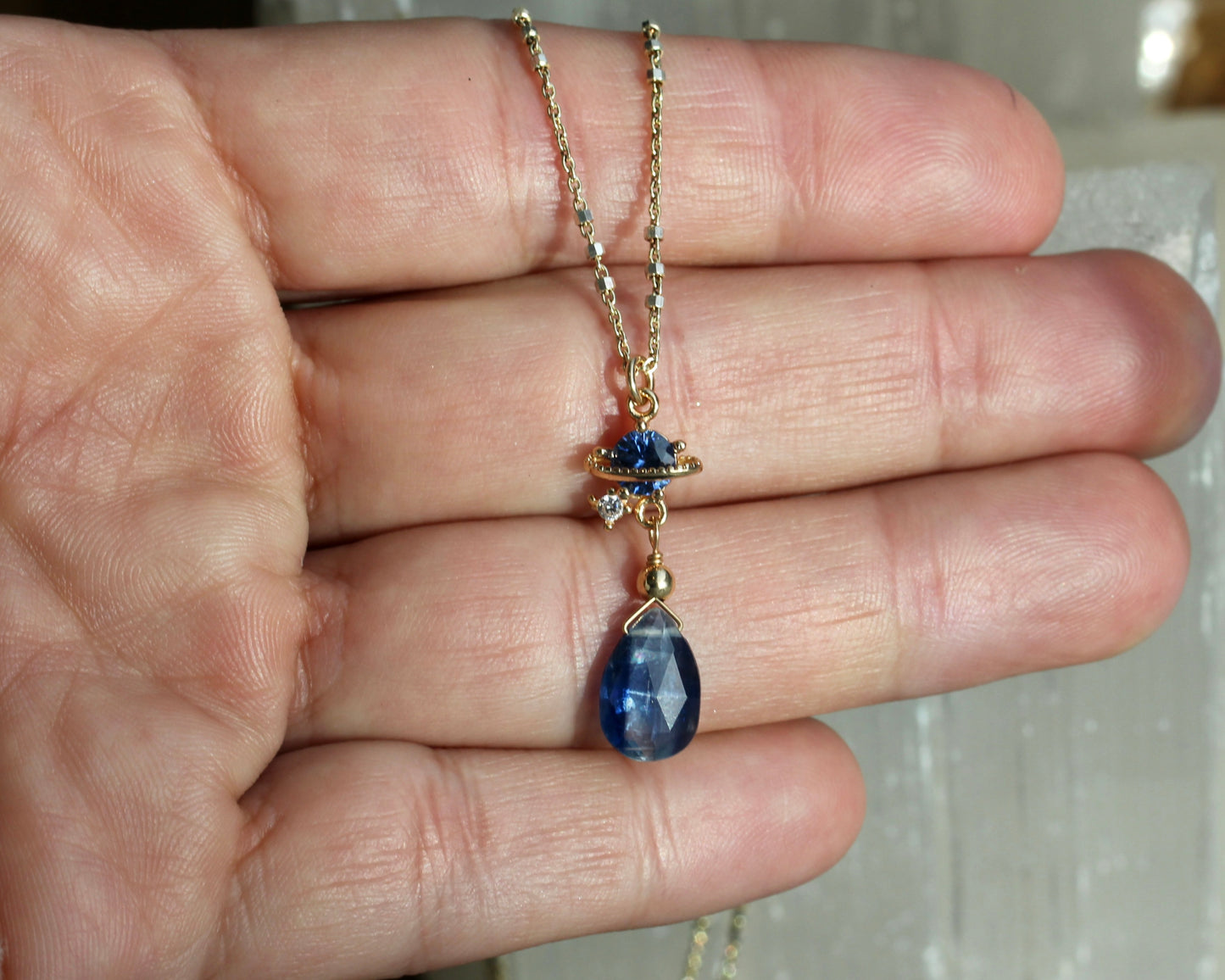 Kyanite Saturn Necklace
