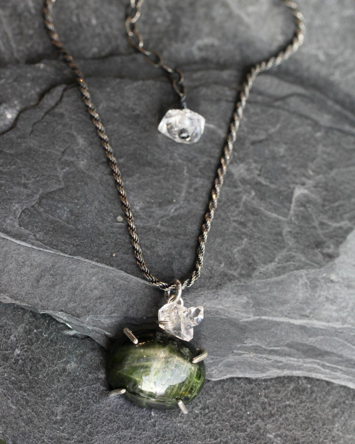 Chrome Diopside Herkimer Necklace
