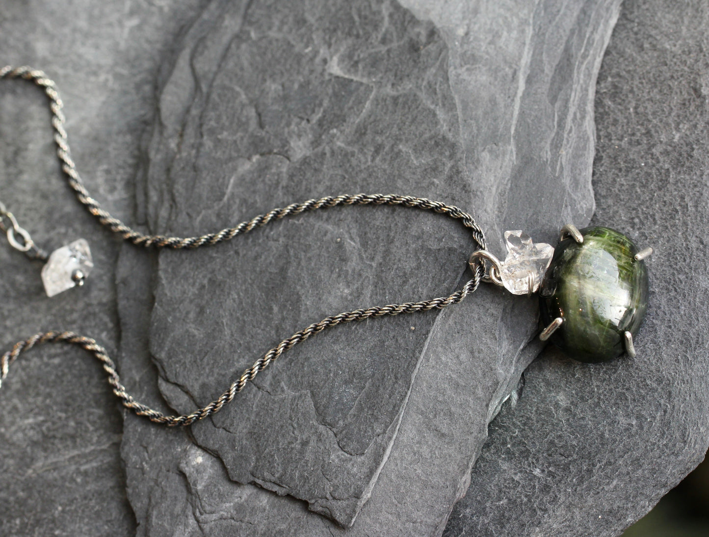 Chrome Diopside Herkimer Necklace