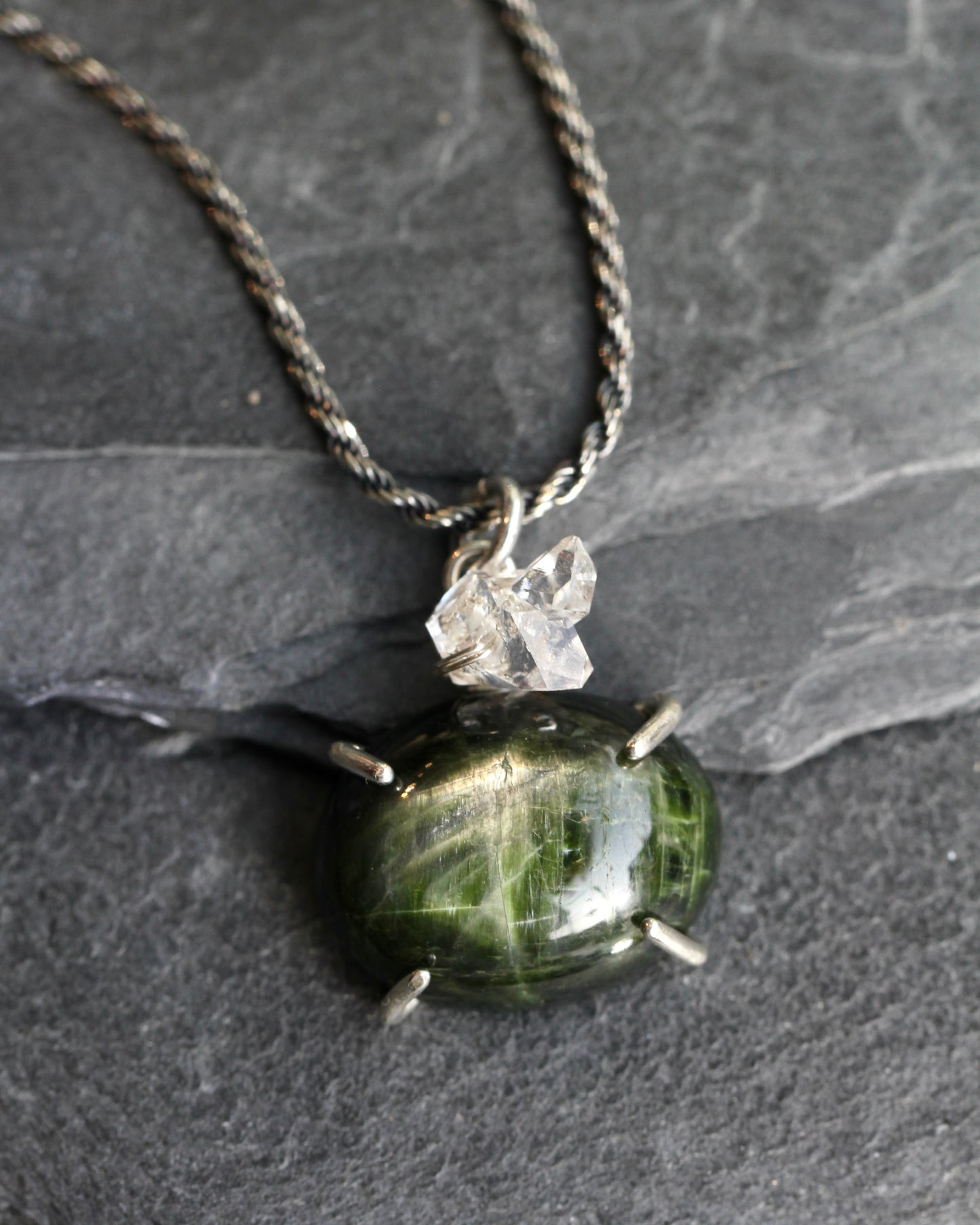 Chrome Diopside Herkimer Necklace