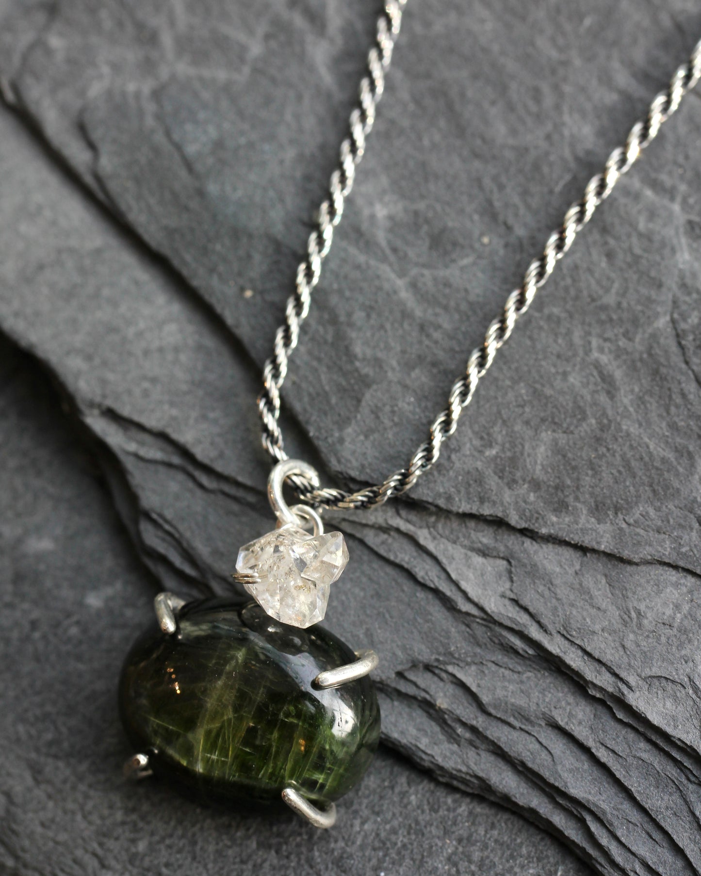 Chrome Diopside Herkimer Necklace