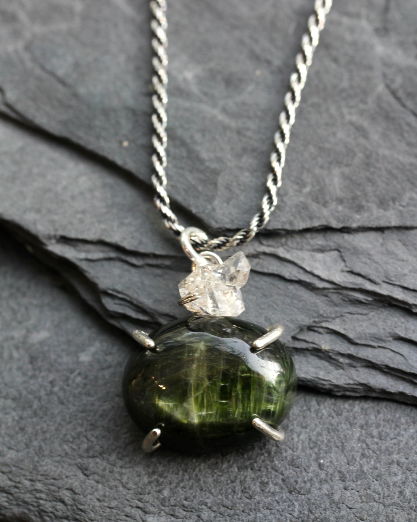Chrome Diopside Herkimer Necklace