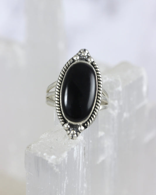Black Onyx Filigree Ring