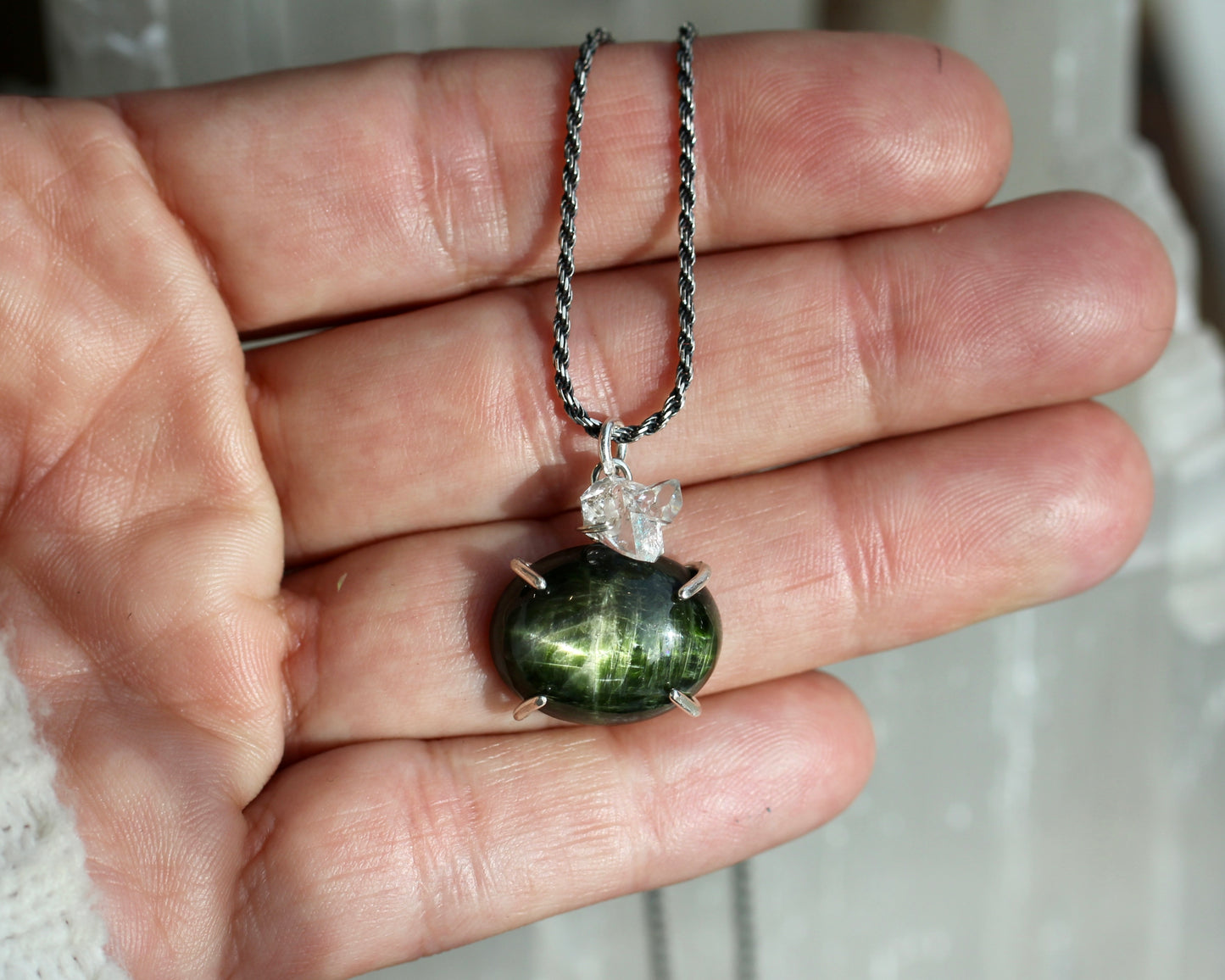 Chrome Diopside Herkimer Necklace