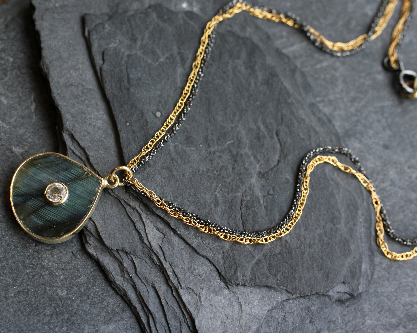 Labradorite Quartz Encrusted Necklace